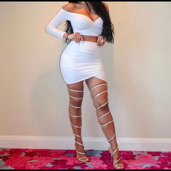 thigh high diamond wrap heels